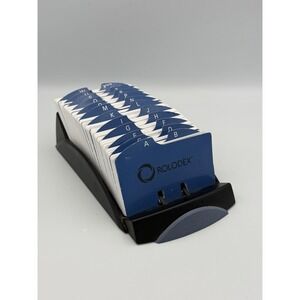 Rolodex Desktop Card File Organizer A-Z Index Blank Cards Office Desk Black